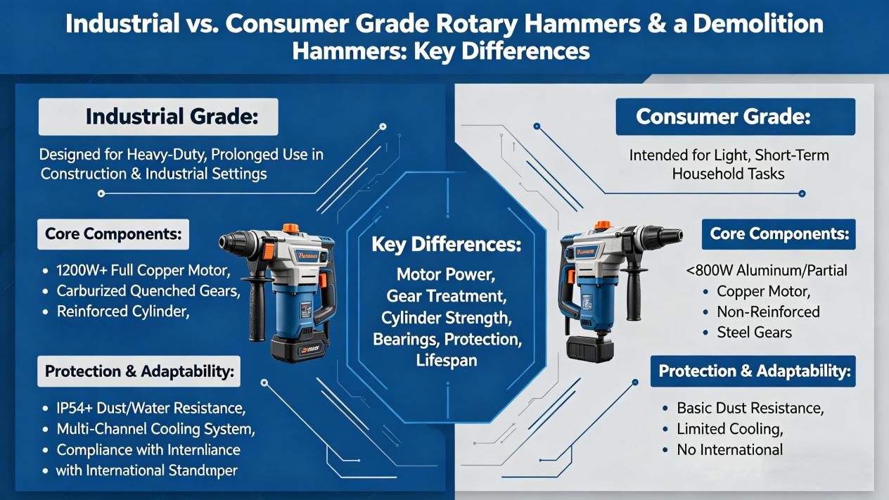 What exactly is the difference between industrial-grade and consumer-grade electric hammers and chisels